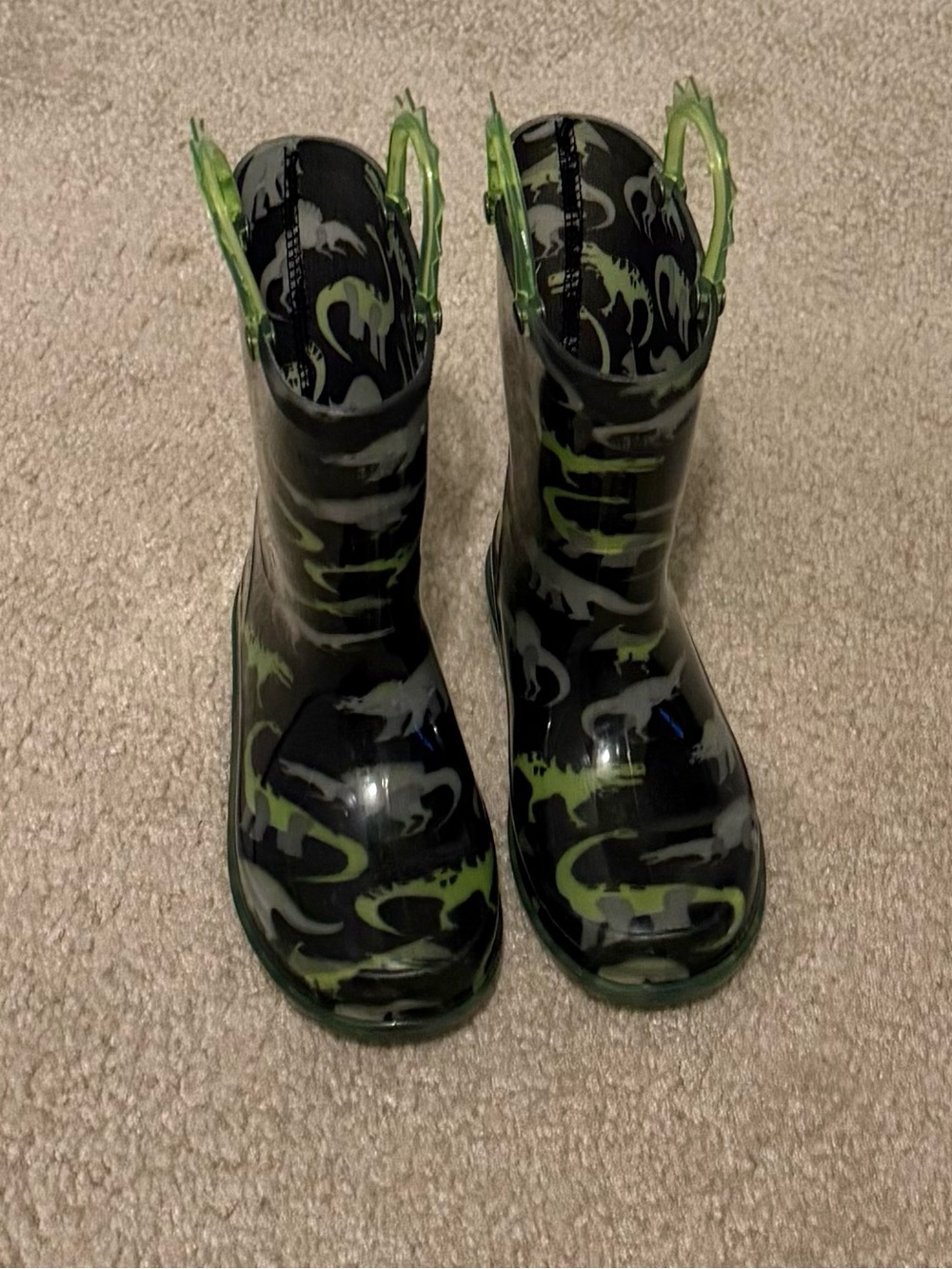 Cat & Jack Black and Green Dinosaur Rain Boots